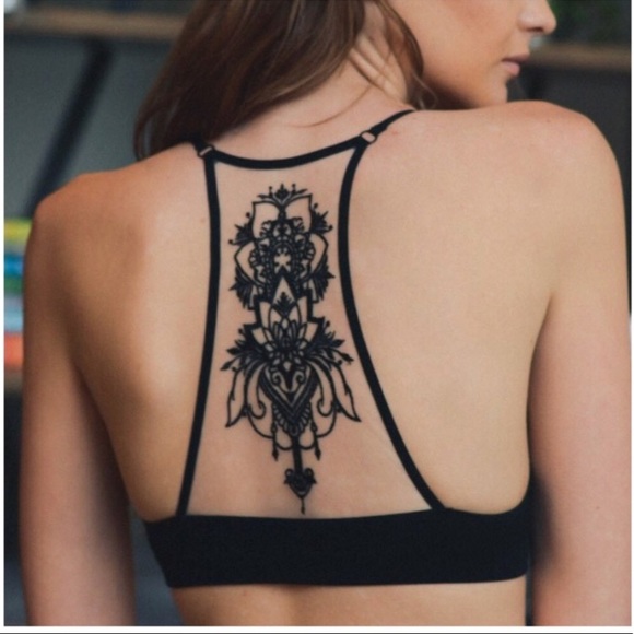 morrocanlush Other - mandala racerback bralette tattoo mesh lotus black